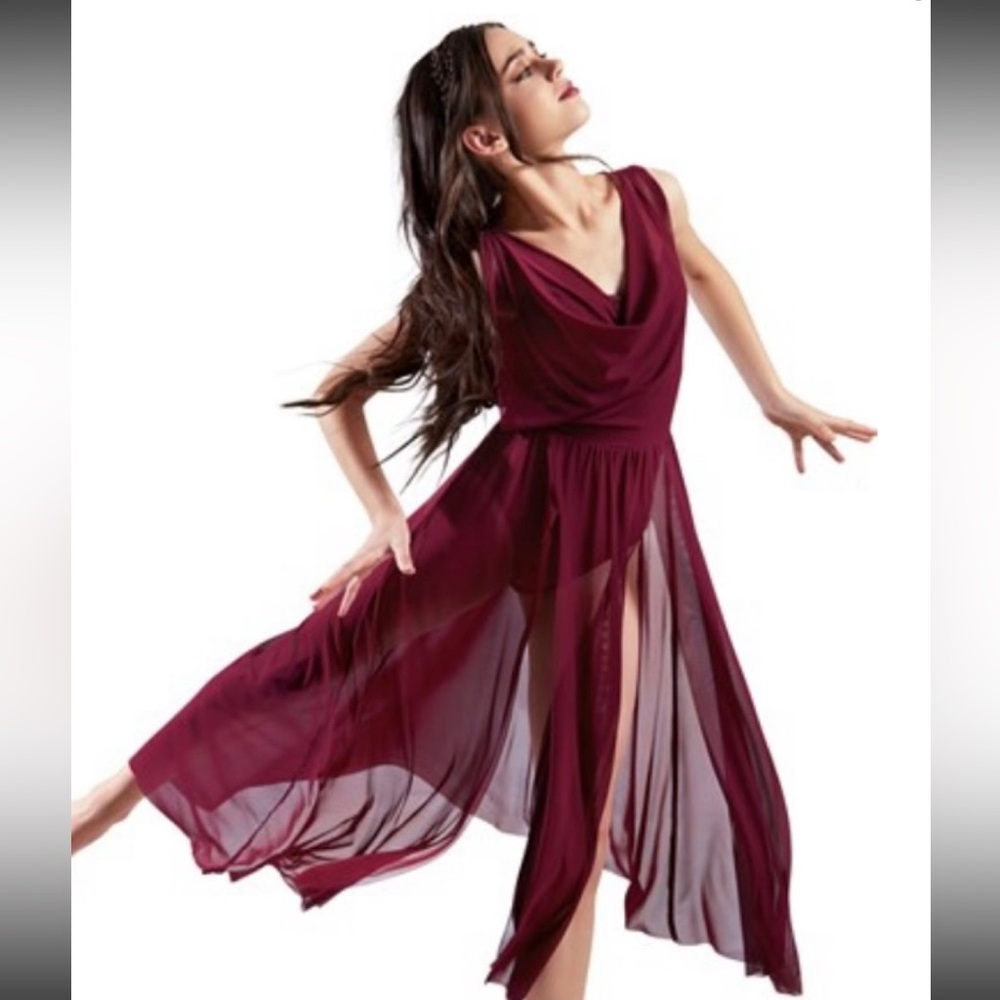 Balera Double Cowl Mesh Maxi Dress costume